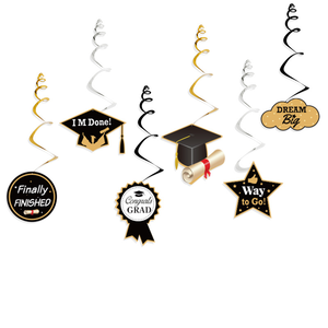 <b>Graduation</b> Party Decorations Gold Black PVC Streamers Luxury Paper <b>Banners</b> - Product Image 2