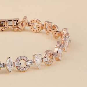 Classic Lab Grown Diamond Circle Link <b>Bracelet</b>-1.35 Carat Sterling Silver/Platinum/<b>Gold</b> Options VS Clarity Yellow/White/<b>Rose</b> - Product Image 4