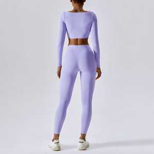 Conjuntos de yoga para mujer al por mayor ropa deportiva ropa de entrenamiento pantalones de yoga mallas para mujer traje de yoga talla grande gimnasio - Product Image 2