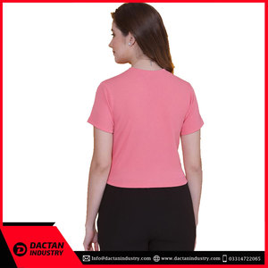 Vente chaude Femmes 100% Coton Crop Top Chemises OEM Service Logo Personnalisé Usine Bas Prix pour l'été avec Logo Avant Position - Product Image 3