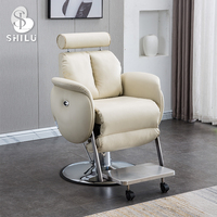 Fauteuil de barbier classique SHILU avec dossier inclinable, siège de barbier vintage pour coupe de cheveux et rasage