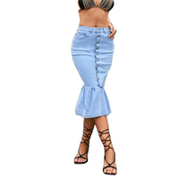Jupe courte en jean taille haute pour femme, avec ceinture et boutons diamant, décontractée, respirante, accessoire été-automne, 100 % coton