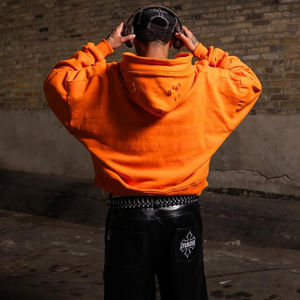 เสื้อมีฮู้ดผู้ชายลายทางผ้าฝ้ายพิมพ์ลายดิจิทัลพิมพ์ลายดิจิทัลแบบคร็อปซิปขึ้น - Product Image 4