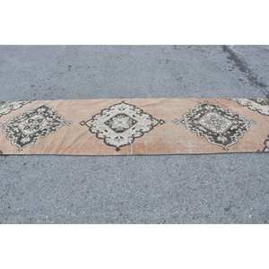 พรมตุรกีโบราณ2.7 x 11.6ft คลาสสิกสีส้มเบจแบบเย็บปะติดปะต่อกันการออกแบบพื้นที่ขนาดใหญ่ทำจากผ้าขนสัตว์สี่เหลี่ยมสำหรับห้องโถงพรมยางสำหรับห้องห้องโถง - Product Image 3