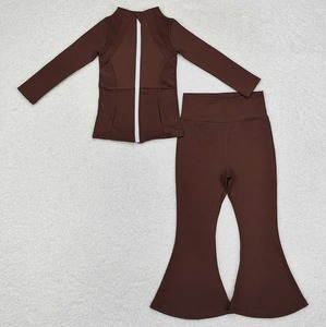 Chándal Niños Boutique Ropa Top de manga larga con pantalones Sólido Niñas Yoga Deportes Conjunto Niños Trajes de moda - Product Image 2