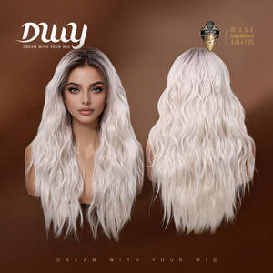 Corinna C-DWY <b>Wig</b> <b>Long</b> Curly Blonde 134 Free Part with Transparent Dark Roots Free Part Dark Roots Blonde <b>Wig</b> - Product Image 4