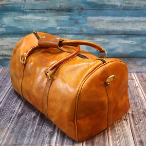 Bolsa de lona de cuero genuino con logotipo personalizado, cremallera, estilo Vintage de alta calidad para uso diario, para viajes durante la noche, gimnasio, uso de fin de semana - Product Image 6