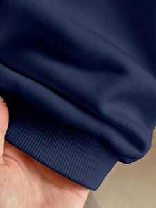 <b>Navy</b> Acid Wash Half Zip Women's Hoodies 100% Cotton Fleece Pullover Breathable Anti-Wrinkle Soft Streetwear Autumn Front OEM - Product Image 5