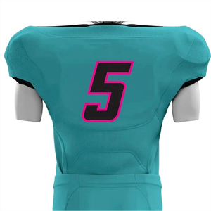 Uniforme de football américain sublimé en polyester 100% personnalisé pour hommes maillot court de matériel d'équipe en sergé sarcelle respirant - Product Image 3