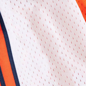 Pantalones cortos de verano para hombre estilo urbano al por mayor, logotipo personalizado, malla naranja de respiración media, bolsillos laterales con cremallera, poliéster 100% - Product Image 4