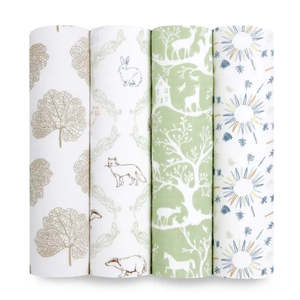 ชุดผ้าห่มนอนผ้ามัสลินสำหรับเด็กทารกแรกเกิดขนาด120x120ซม. พิมพ์ลายการ์ตูนสัตว์สำหรับให้เป็นของขวัญสำหรับเด็กผ้าห่มที่มีน้ำหนักเบา - Product Image 1