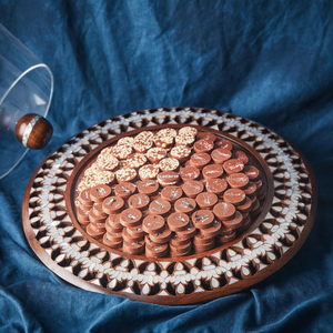 Bandeja redonda de madera de alta calidad a buen precio para Ramadán con incrustaciones de nácar, Bandejas para servir, fábrica de lujo que vende Vietnam - Product Image 4