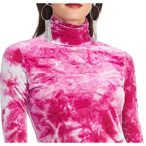 Top de cuello alto con efecto tie-dye Val de Rachel Roy para mujer, morado, tallas XS-XL, ajuste holgado, largo corto, tejido de punto con encaje, para oficina, primavera - Product Image 3