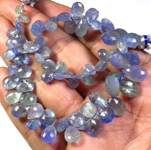 9 brins de perles de poire de tanzanite africaine bio naturelle 6-12mm bleu verdâtre bijoux à facettes pierres précieuses en vrac à facettes" - Product Image 6