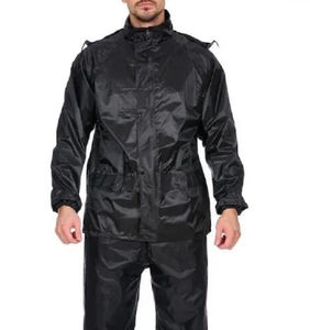 Combinaison de pluie noire pour moto, imperméable, pour adulte, ensemble pantalon et veste de randonnée, vêtements de pluie, coupe-vent - Product Image 3
