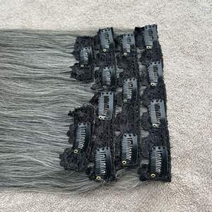 Extensions de cheveux gris raides naturels de qualité 10A avec clip pour cheveux bruts Commande minimum 1 pièce - Product Image 6