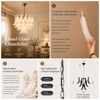 Lustre moderne en verre soufflé à la main de Murano, sur mesure, éclairage de luxe, finition chromée, luminaire suspendu pour hôtel, restaurant