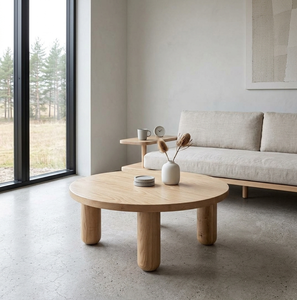โต๊ะกาแฟทรงกลมไม้โอ๊คสไตล์โมเดิร์นจาก MT Furniture พร้อมการตกแต่งแบบธรรมชาติ รับประกัน 3 ปี รุ่น IDCBCF-142 สำหรับห้องนั่งเล่น เฟอร์นิเจอร์ตกแต่งบ้าน - Product Image 3