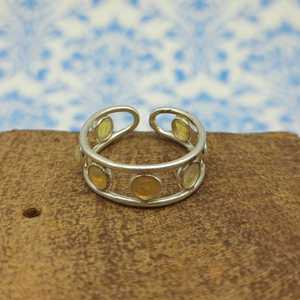 S925 Sterling Silver Small Opal Gem Stones Bague Lunette Réglage Bague Réglable Bijoux pour Femmes - Product Image 2