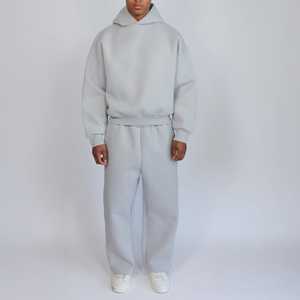 Custom DTG Print Oversized Tracksuit Flared Two Piece Pants Set Heavyweight Fleece Baggy Wide Leg <b>Sweat</b> Suits Men's Tracksuit - Product Image 1