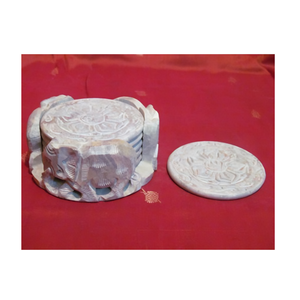 Dessous de verre élégants faits à la main en marbre Accessoire de verres en pierre ronde de qualité supérieure Table basse de salle à manger élégante et durable Option cadeau classique - Product Image 5