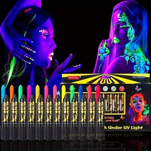 Maquillaje <span class=keywords><strong>de</strong></span> <span class=keywords><strong>Halloween</strong></span> Pintura facial Crayon Stick No tóxico Resplandor en la oscuridad Luz UV Pintura corporal <span class=keywords><strong>para</strong></span> niños - Product Image 1