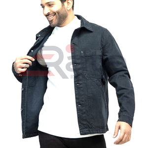 Vestes en jean imperméables à capuche décontractées personnalisées OEM pour hommes en noir respirant de qualité supérieure coupe-vent pour l'extérieur - Product Image 3