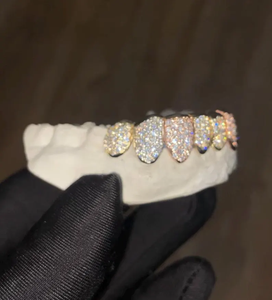 18k Gold and Sterling Silver Plated Unisex Fashion JewelryIced Out MOissanite Diamond Grillz <b>Jewelry</b> - Product Image 5