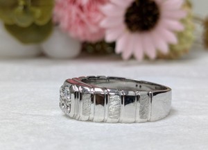 Anillo de Boda con Diamante Cultivado en Laboratorio de Corte Redondo de 0.35 Ct para Hombre, Anillo de Oro Blanco Sólido de 14K, Joyería de Diseño - Product Image 3