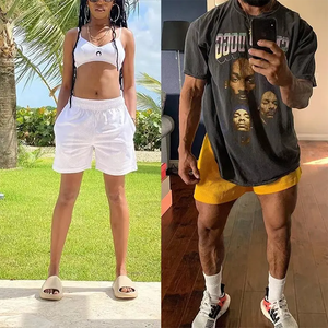 Shorts de sport unisexe en maille pour l'été 2025 – Shorts de basketball personnalisés pour hommes, luxe, 100 % coton, écologiques, style urbain, imprimé uni - Product Image 4