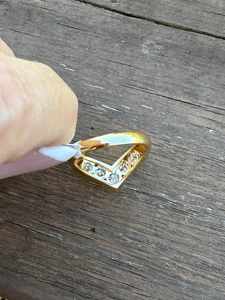 High Quality Luxury Certified Channel Setting Cut Natural Diamond Chevron Wedding <b>Rings</b> 14K Yellow Gold Anniversary <b>Band</b> <b>Ring</b> - Product Image 3