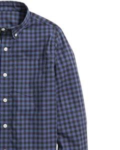 Camisa de Hombre a Cuadros Azul y Negro Personalizada por el Fabricante, Manga Larga, Cuello con Botones, Camisa Informal de Franela de Algodón a Cuadros para Uso Diario - Product Image 2