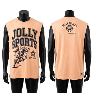 Camiseta sin mangas para hombre, algodón premium, estampado desgastado, logotipo personalizado, ropa de gimnasio, camiseta 100% algodón para hombre, corte holgado, estampada - Product Image 2