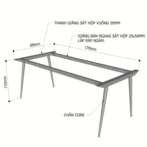 Patas de Mesa de Hierro de Diseño para Mujer, Ensambladas, HCCO008 180x90cm, Concepto CONE - Product Image 2