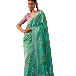 Último diseñador Pure Viscose Dola Silk Lace Border Work Saree por Fab Zone - Product Image 1
