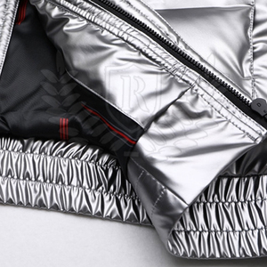 แจ็คเก็ตหนังถักแบบพัฟเฟอร์สำหรับผู้ชาย ผลิตตามแบบ OEM กันน้ำ แห้งเร็ว พิมพ์ลายซิลค์สกรีน ความยาวปกติ - Product Image 5