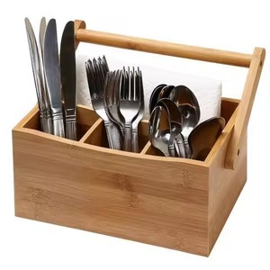 Bamboo Spoons Knives Forks Napkins Restaurant Flatware Kitchen <b>Storage</b> <b>Box</b> Eco-Friendly Multifunction Utensil Cutlery - Product Image 2