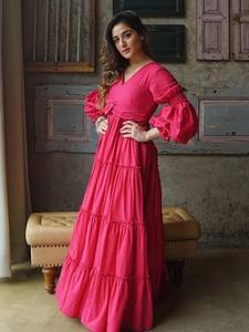 Indian handmade cotton woman style <b>long</b> <b>dress</b> printed party wear <b>dress</b> personalized bride gift summer wear reversible gift - Product Image 5