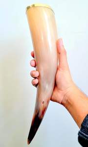 Corne à boire nordique avec support et étui en cuir Corne à boire de qualité supérieure Corne à boire authentique pour la fête de la bière Mead - Product Image 4