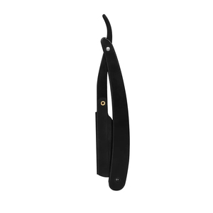 Rasoir droit pliant noir MORGANS INDUSTRIES, lame en acier inoxydable, manche en acier inoxydable, lame simple pour hommes, salon de coiffure - Product Image 3