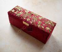 Boîte Cadeau de Luxe à Paillettes en Satin Brodé à la Main en Forme de Rectangle pour Emballage de Chocolat de Mariage