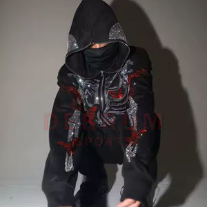 Nueva llegada de sudaderas con capucha para hombre con diamantes de imitación High Street Style tela cómoda de secado rápido para el invierno salida directa de fábrica - Product Image 4