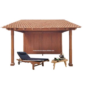Pérgola sólida de madera de teca tropical hecha a mano, toldo impermeable, cenador de madera maciza, tumbona, cama de piscina, muebles de exterior, Indonesia - Product Image 6