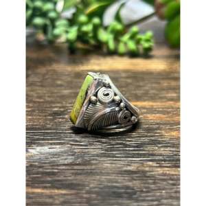 Navajo Handmade Royston <b>Turquoise</b> Sterling Silver Cluster <b>Ring</b> Size 7.25 - Product Image 4