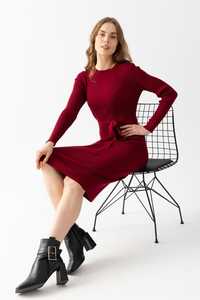 Vestido de Punto para Mujer, Cuello Redondo, Manga Larga, Flexible, Cálido, con Detalle de Cinturón, Alta Calidad, Nuevo Modelo de Invierno, Servicios OEM Personalizables - Product Image 6