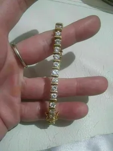 7.00 Ct Moissanite Diamond Women Tennis Bracelet Yellow <b>Gold</b> Plated Silver - Product Image 4