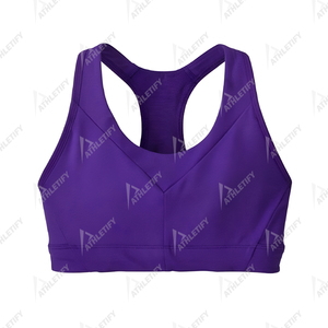 Soutien-gorge de sport simple de couleur unie pour femmes-Option avant-Conception respirante écologique pour Yoga Gym Running Support moyen Élégant - Product Image 2