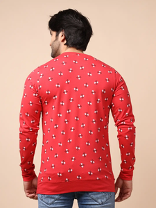 Premium Red Loopknit Sudadera 100% Algodón Elegante Casual Fit Mangas completas Cuello Impresión digital Ropa de todo el día para la temporada de invierno - Product Image 6