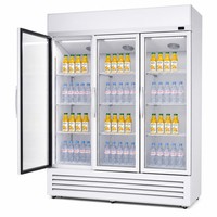 Réfrigérateur à vitres pour exposition, refroidi par air commercial avec étagères réglables