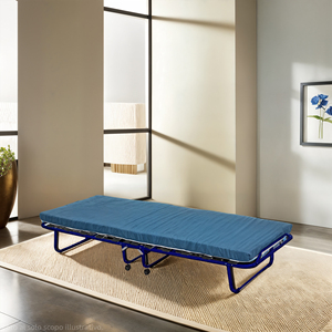 Lit d'hôtel Lit pliant en acier avec 12 lattes et matelas de 80x190cm - Product Image 5